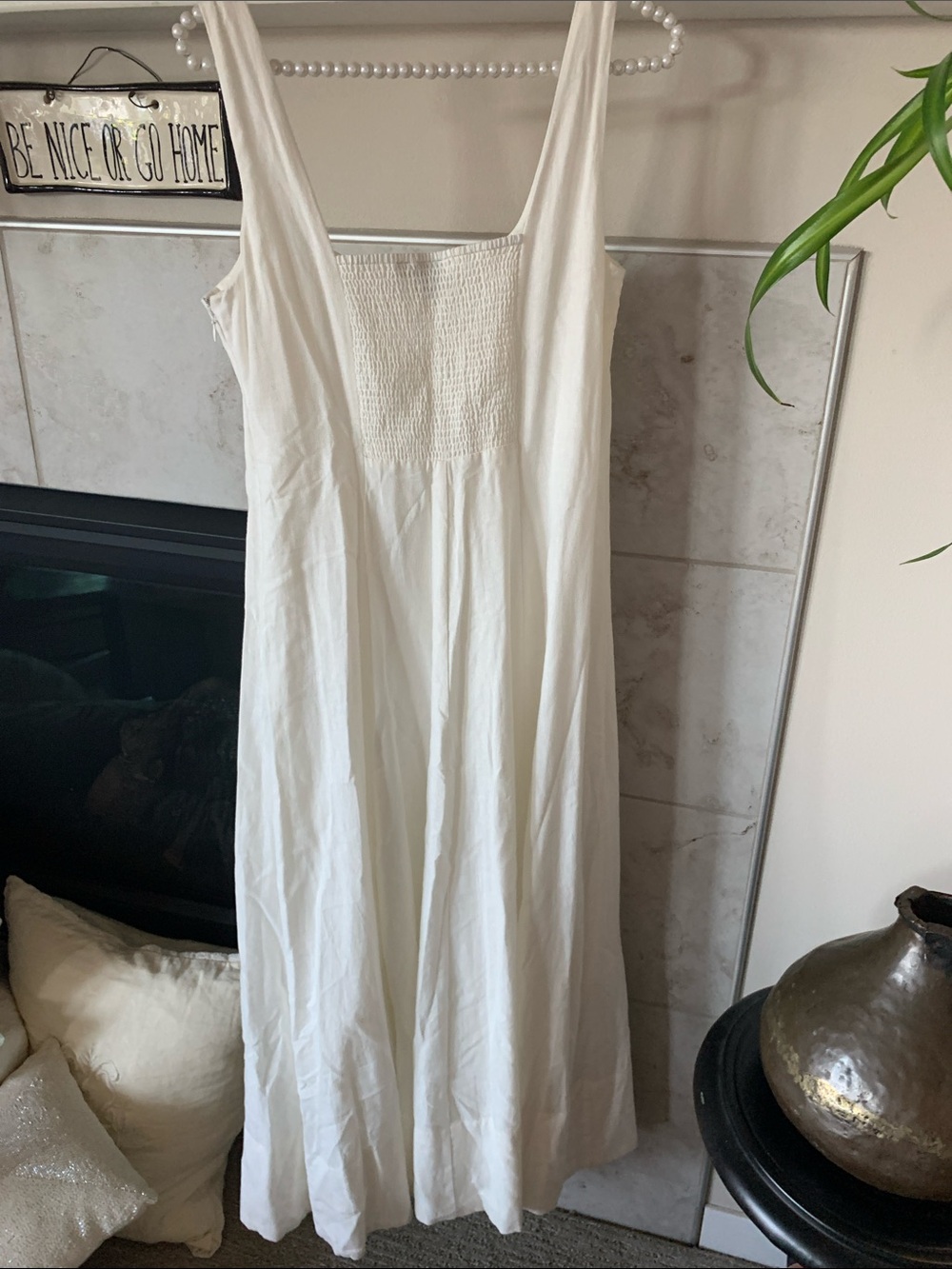 NWOT Gap Lined Linen Blend Square-Neck Maxi Dress in Creamy White Size S - Picture 4 of 6